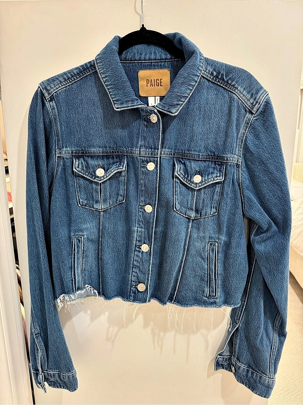 Paige Pacey Cropped Denim Jacket Blue Large